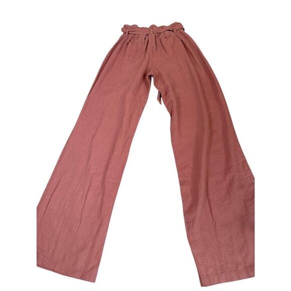 ReWash Paperbag waist tie front pockets blush pink linen blend NEW SZ SM - Picture 10 of 13